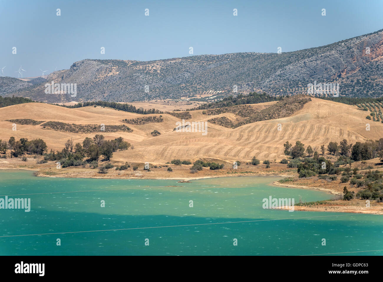 Embalse del Conde de Guadalhorce, ein Reservoir in der Region Malaga Andalusien in Spanien. Stockfoto
