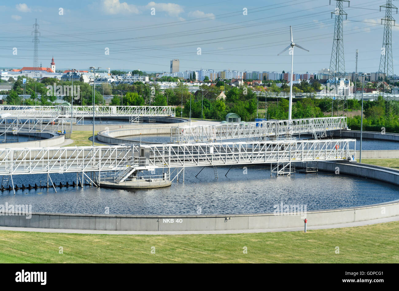 Wien, Wien: Main Kläranlage Vienna: Nachklärbecken, Österreich, Wien, 11. Stockfoto