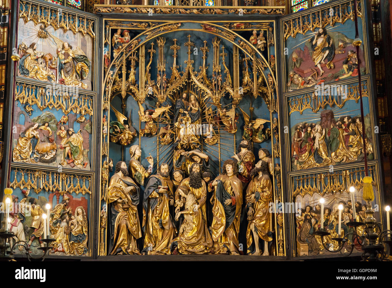 St Mary Altar in Krakau, Polen. Stockfoto