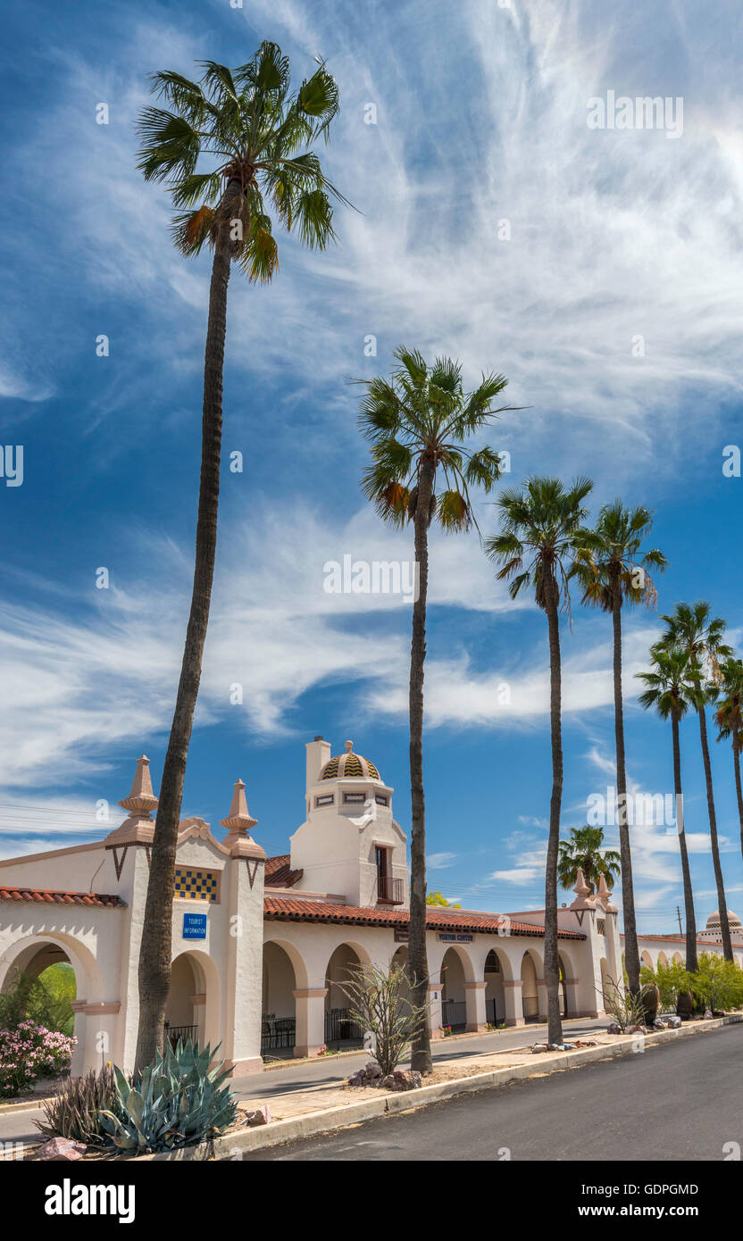 Railroad Depot und Visitor Center, Spanish Colonial Revival Stil, Ajo, Arizona, USA Stockfoto