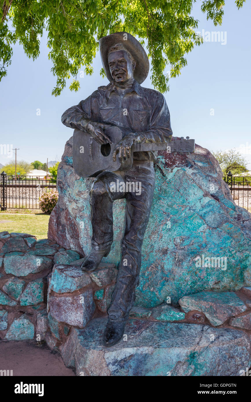 Rex Allen Statue von Buck McCain in Willcox, Arizona, USA Stockfoto