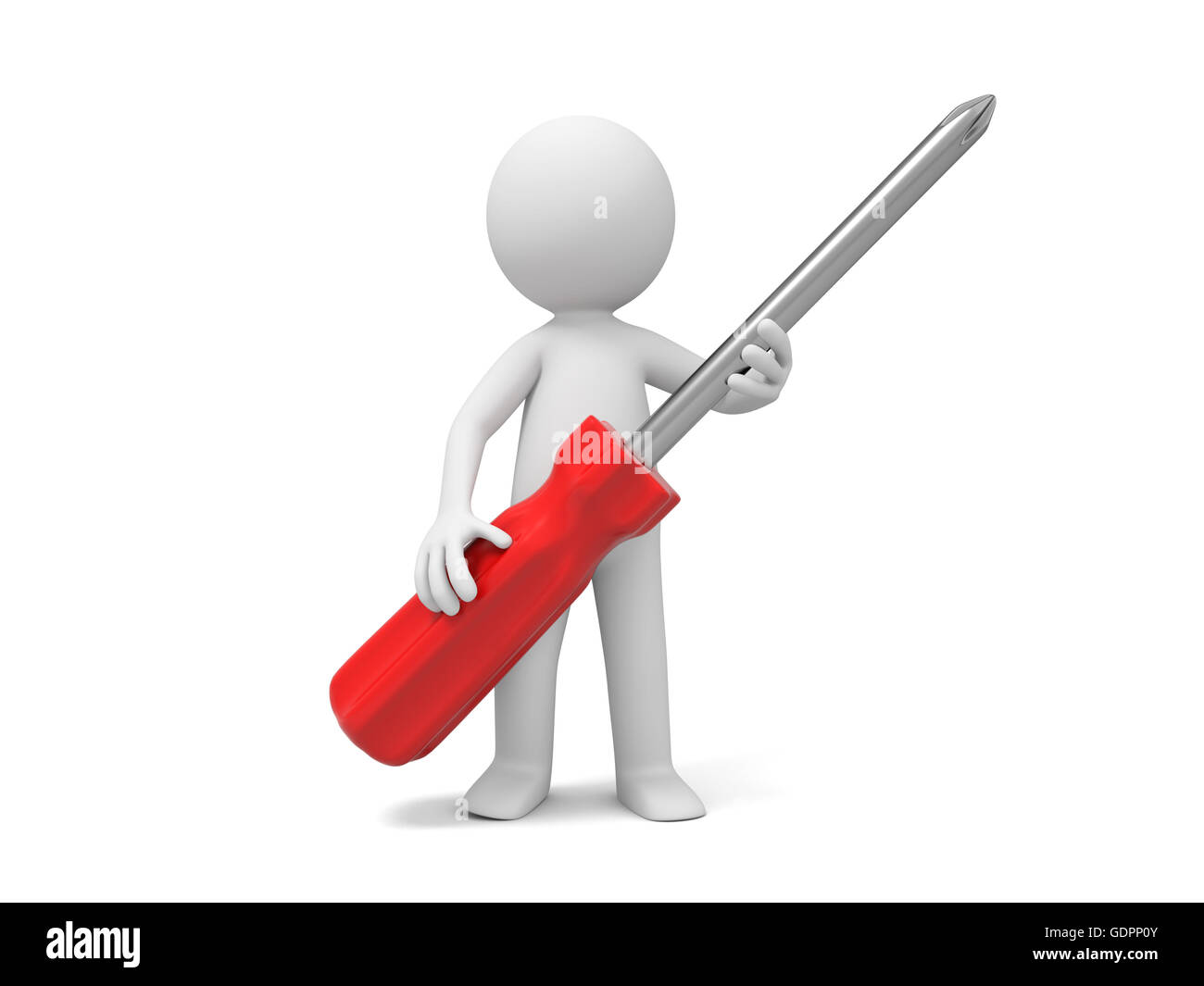 Ein 3d Industriearbeiters mit einem Schraubendreher Stockfoto