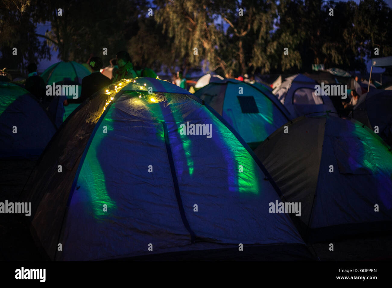 Zelte, Schlafbereich in das Musik-Festival Stockfoto