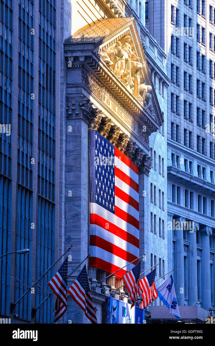 Börse in der Wall Street in New York City Stockfoto
