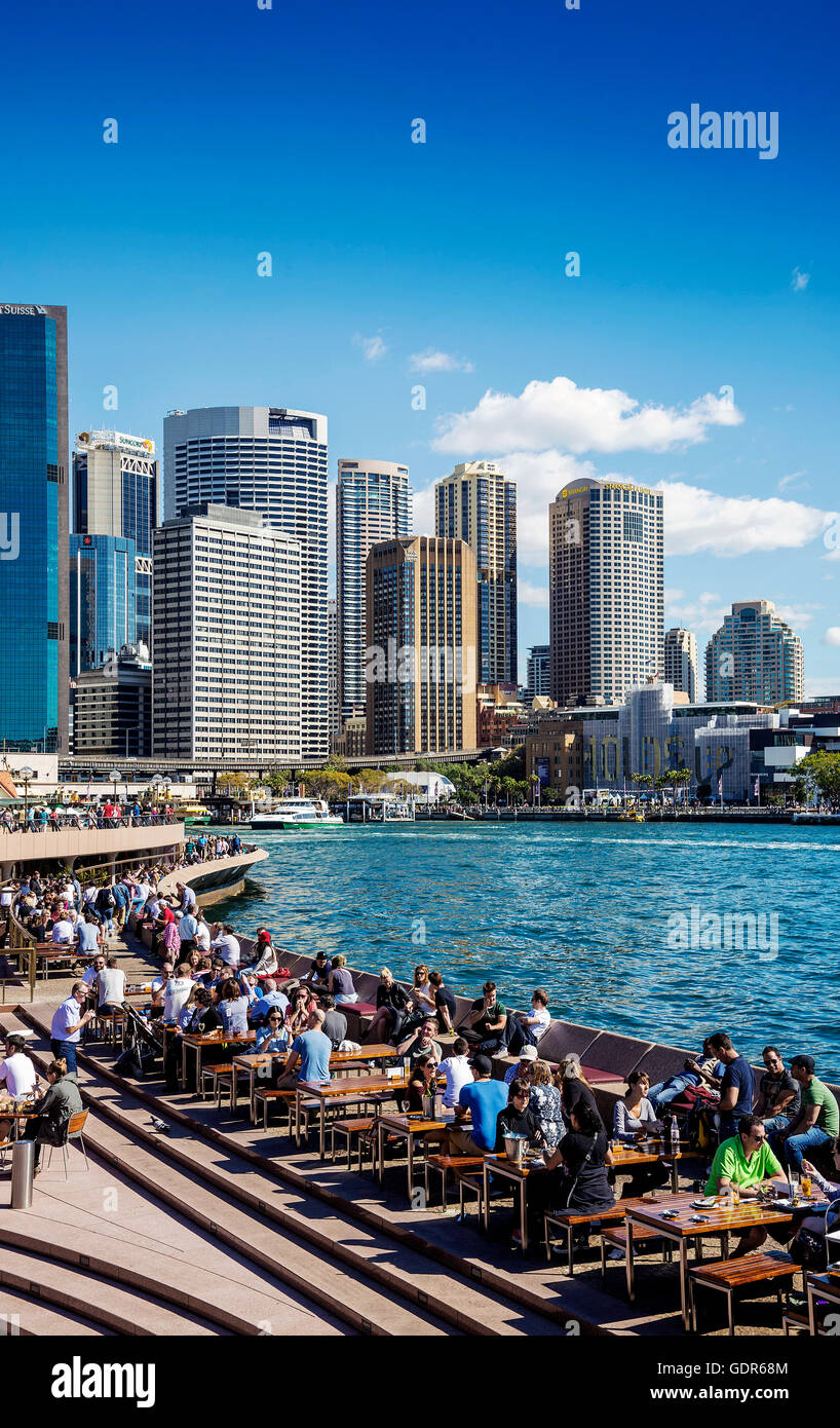 zentralen Skyline von Sydney CBD Gegend und circular Quay in Australien von der Uferpromenade Stockfoto