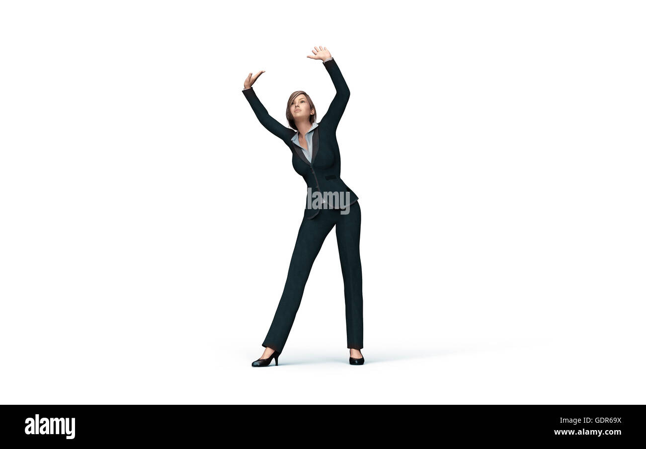 Business-Frau unter virtuellen Glasdach, 3d illustration Stockfoto