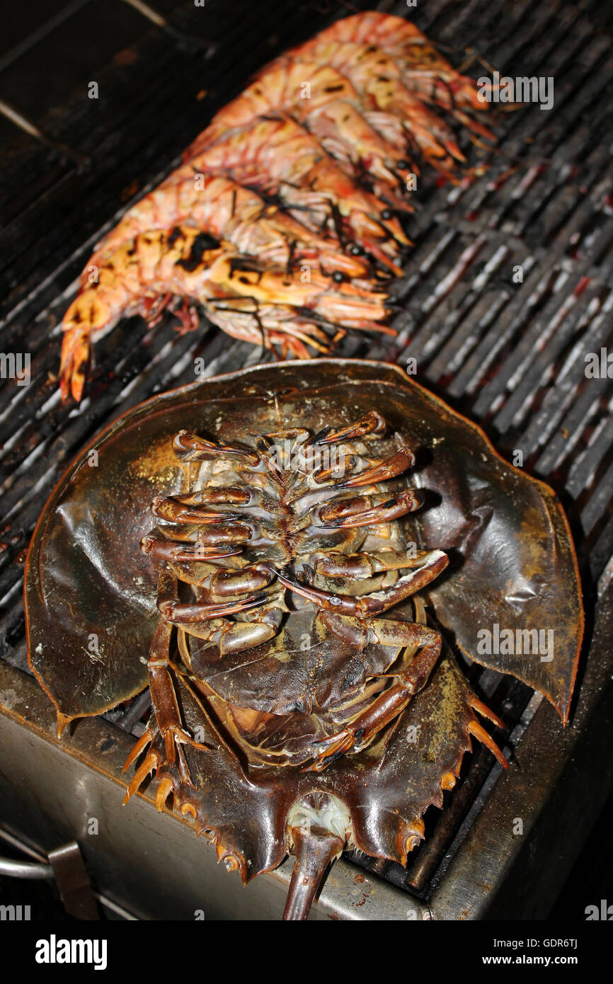 Thailand-Street Food - Mangrove Horseshoe Crab Carcinoscorpius rotundicauda Stockfoto