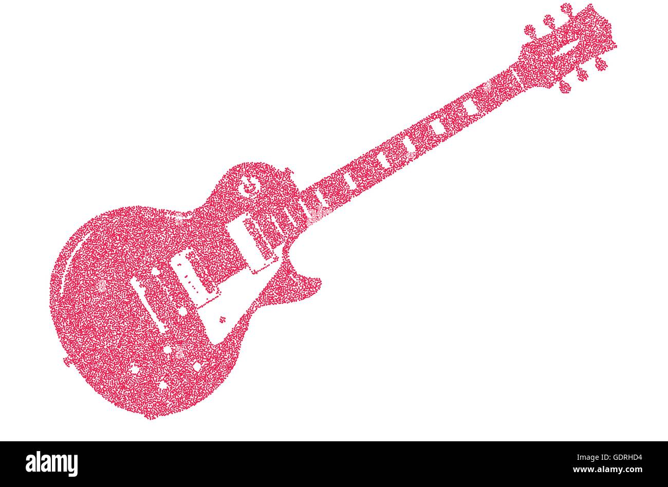 Eine klassische rote elektrische Festkörper-Gitarre isoliert auf weißem Hintergrund Stock Vektor