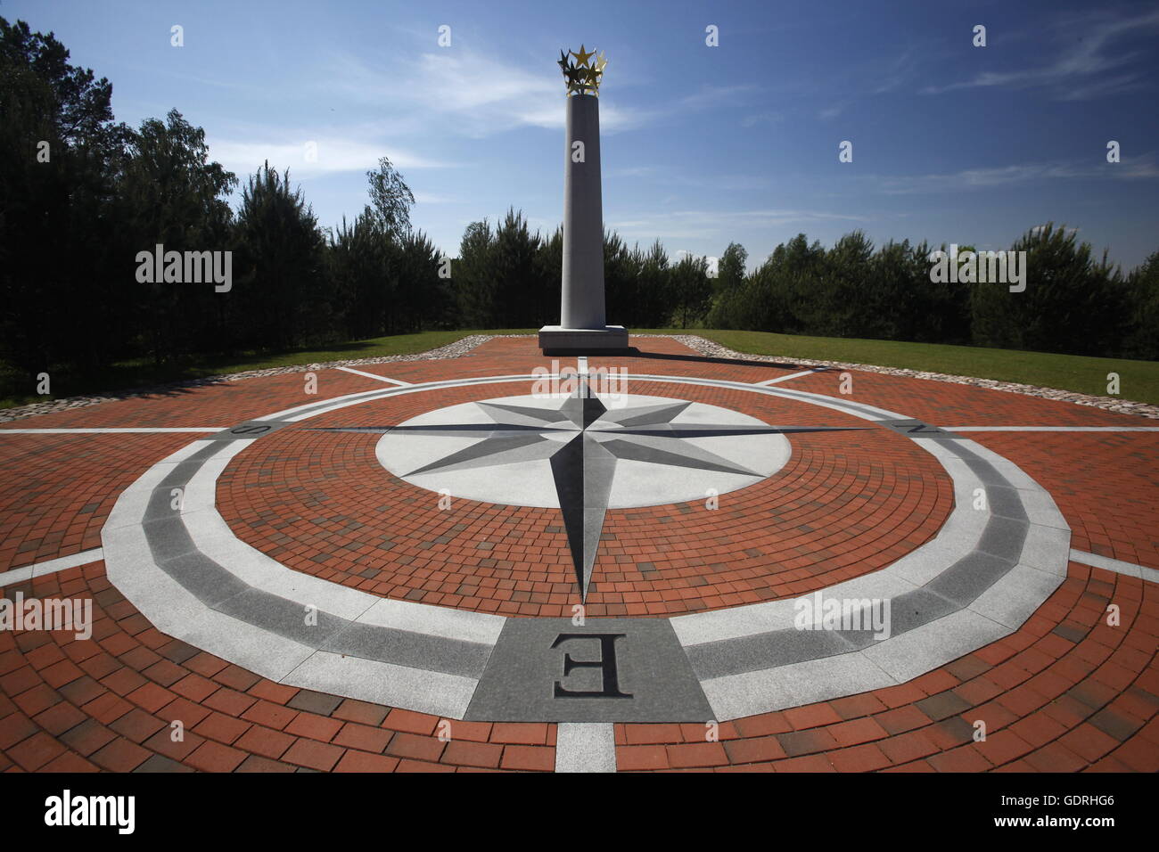 die Middlepoint des Kontinents Europa 25 km von der Stadt Vilnius und der baltische Staat Litauen Stockfoto