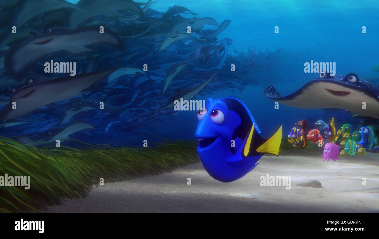 Finding Dory ist ein kommende amerikanische 3D Computer-animierte Comedy-Abenteuer-Film von Pixar Animation Studios produziert und von Walt Disney Pictures veröffentlicht.  Dieses Foto ist nur zu redaktionellen Zwecken und unterliegen dem Copyright von der Filmgesellschaft und/oder der Fotograf von dem Film oder der Firma zugeordnet und kann nur durch Veröffentlichungen im Zusammenhang mit der Förderung der oben genannten Film reproduziert werden. Eine obligatorische Gutschrift auf die Filmgesellschaft ist erforderlich. Der Fotograf sollte auch angerechnet werden, wenn known.be gutgeschrieben, wenn bekannt. Stockfoto
