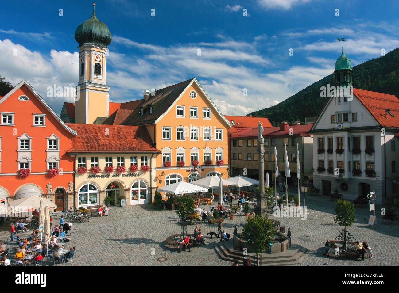Geographie/Reisen, Deutschland, Bayern, Immenstadt, Marienplatz, St. Nicholas Kirche, Additional-Rights - Clearance-Info - Not-Available Stockfoto