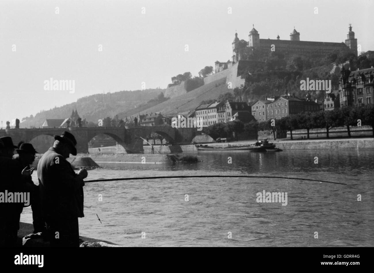 Festung Marienberg in Würzburg, 1950er Jahre Stockfoto