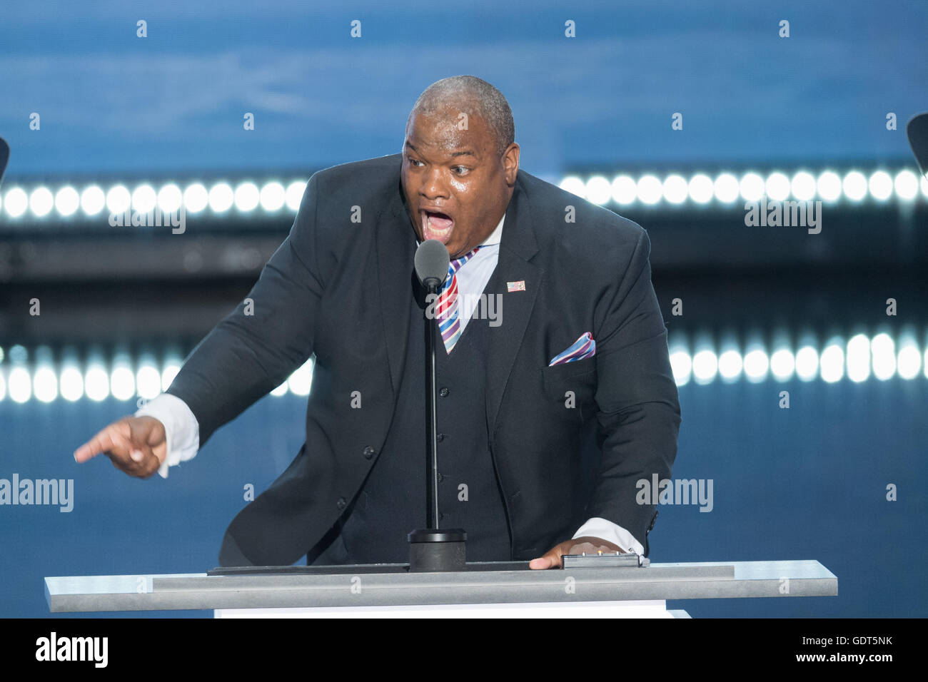 Pastor Mark Burns Adressen Delegierten am Finaltag der Republican National Convention 21. Juli 2016 in Cleveland, Ohio. Stockfoto