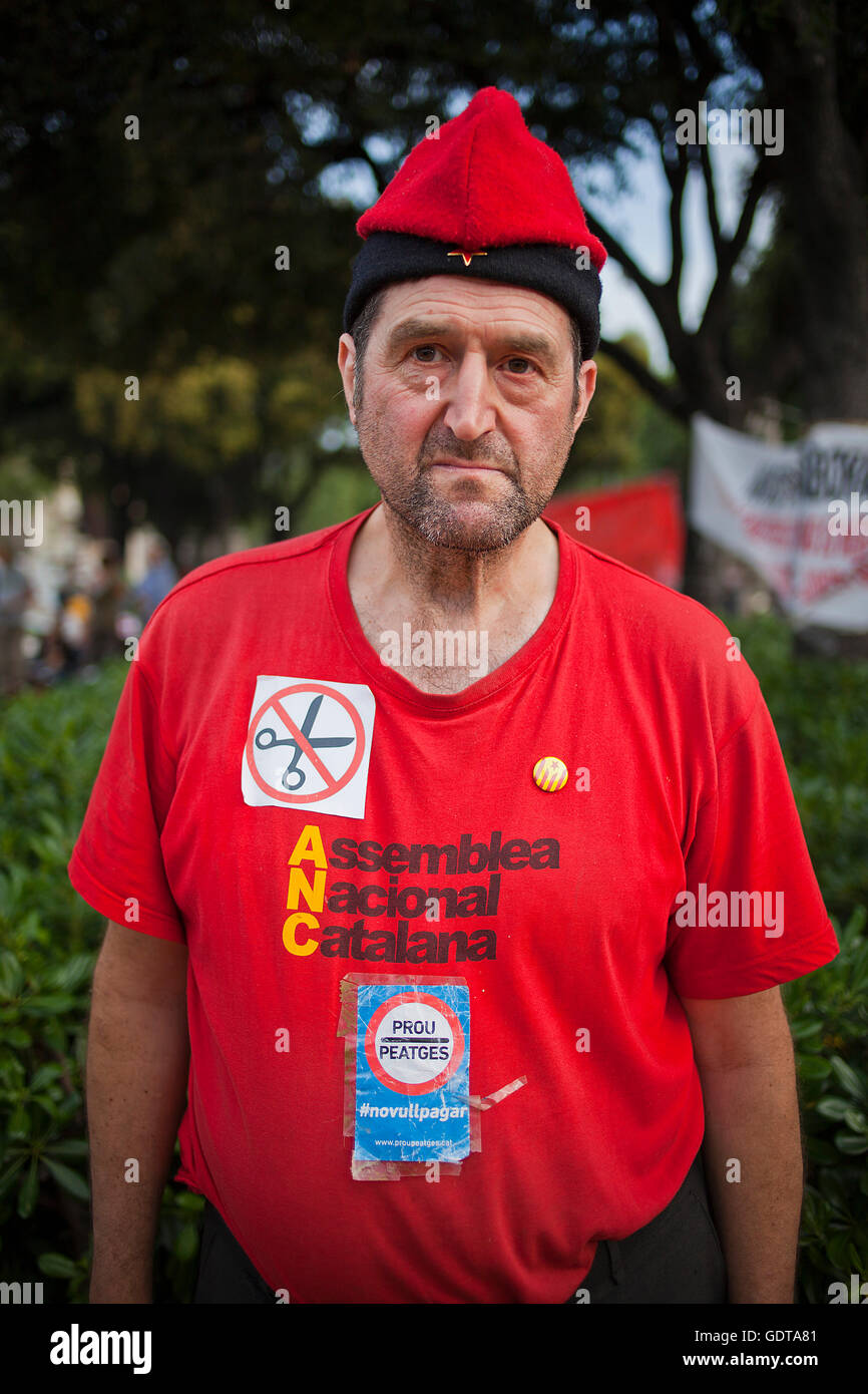 Demonstrator, Konnotationen Unabhängigkeit. Proteste gegen die bedrückenden sozialen Situation. Spanische Revolution 2011.15 M y 19 Ersatzgewinner Stockfoto