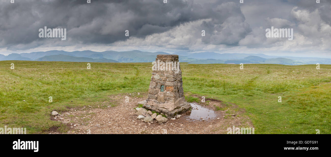 Loadpot fiel trigonometrischen Punkt Panorama, Wainwright in der fernöstlichen Fjälls im englischen Lake District Stockfoto