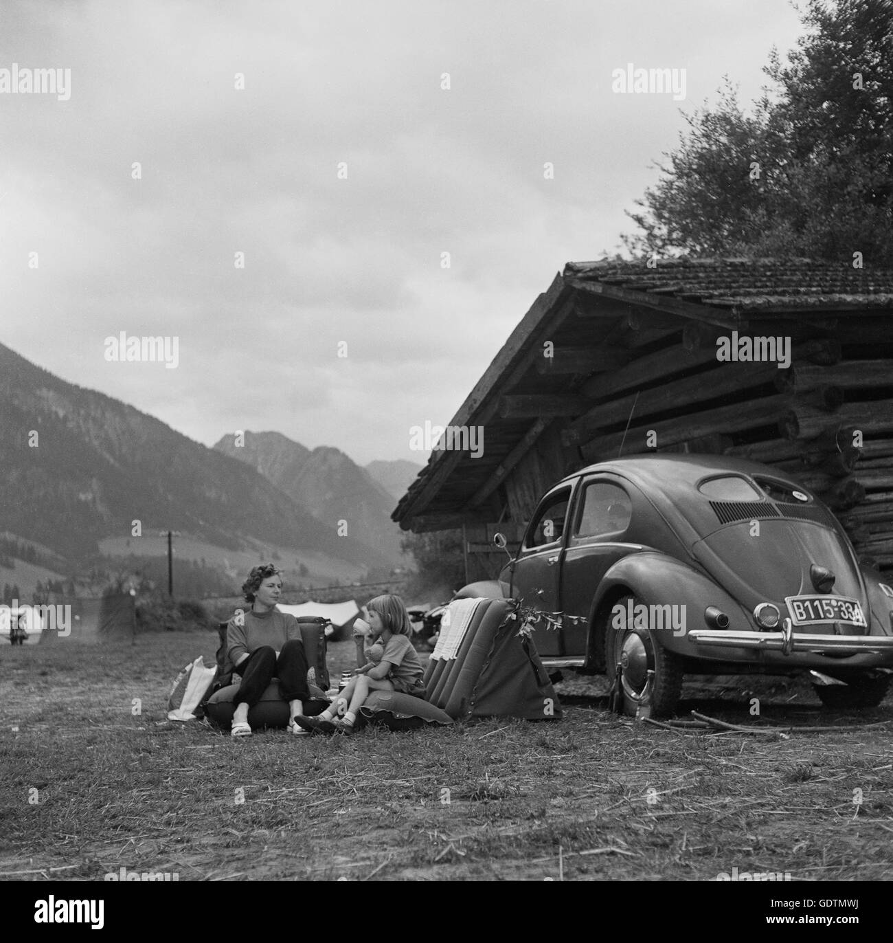 Camping, 1950er Jahre Stockfoto