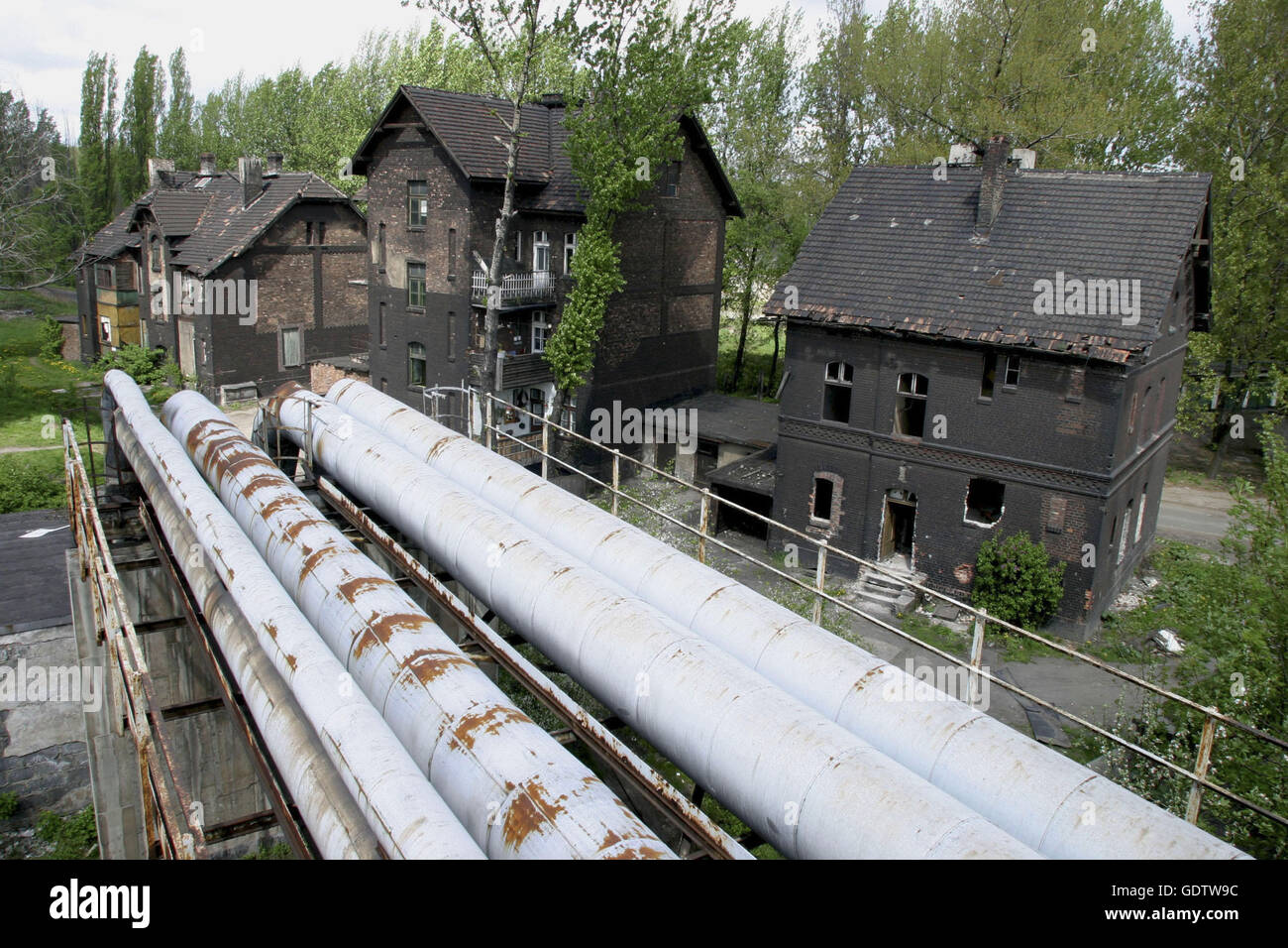 Wohnsiedlung für Minenarbeiter in Bytom Stockfoto