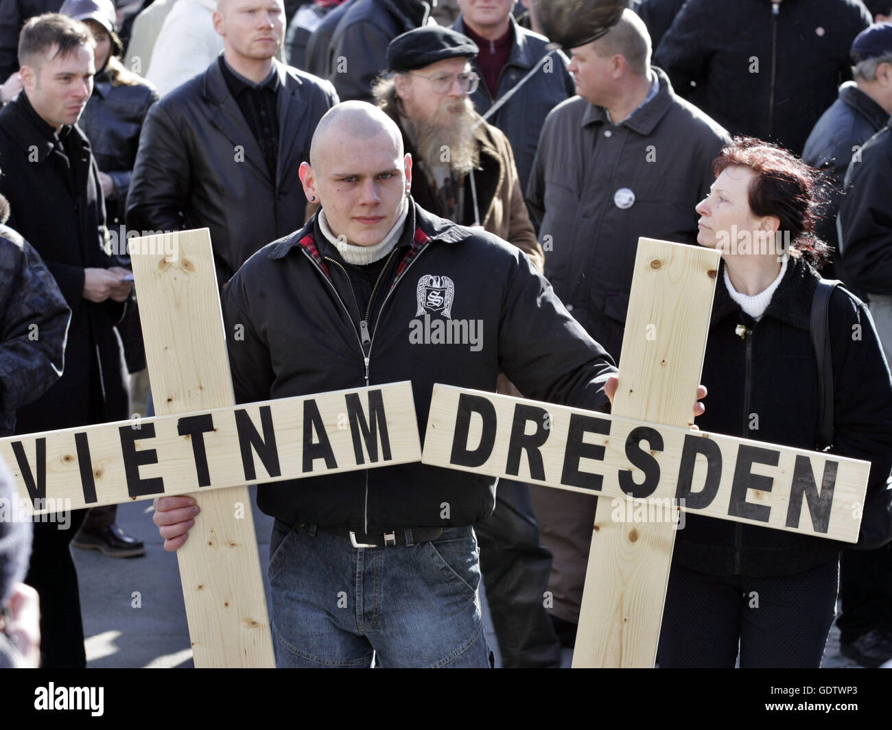 NPD-Demonstration in Dresden Stockfoto