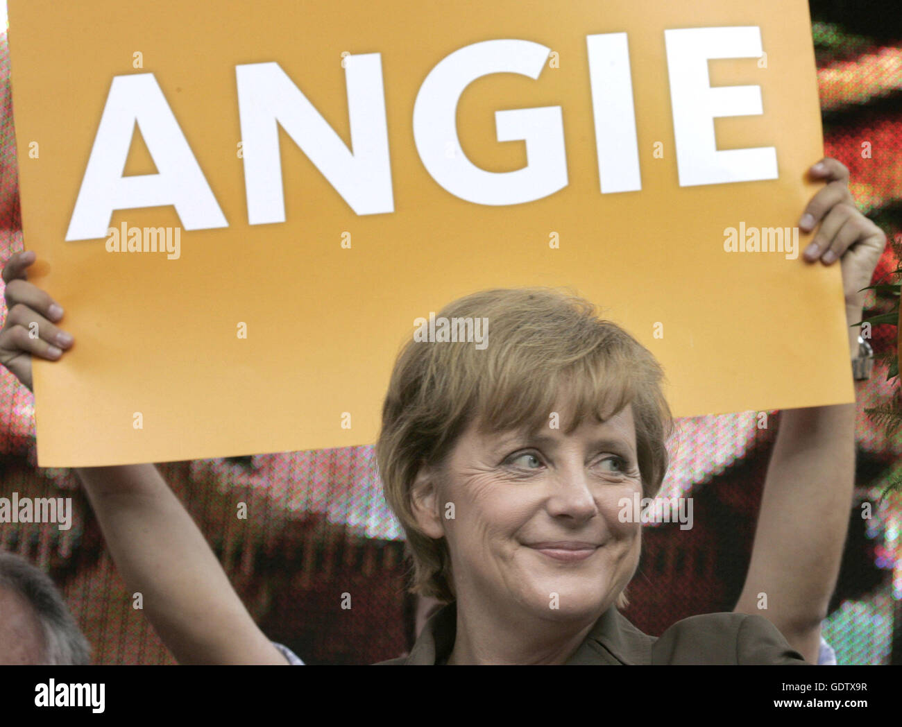 Der Wahlkampf von Angela Merkel Stockfoto