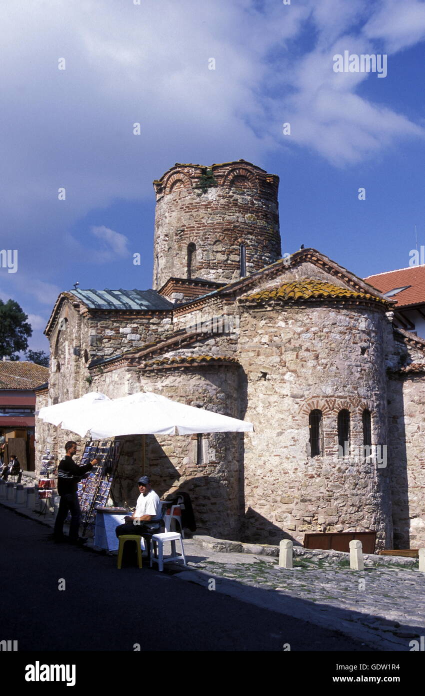 die alte Stadt Nessebar an der Küste des Schwarzen Meeres in Bulgarien in Ost-Europa. Stockfoto