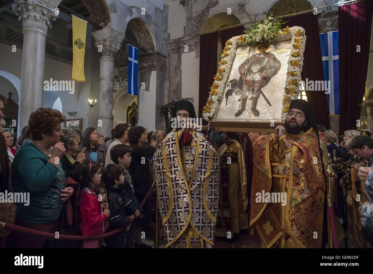 Innenraum der Kirche des Heiligen Demetrius (Hagios Demetrios) Stockfoto