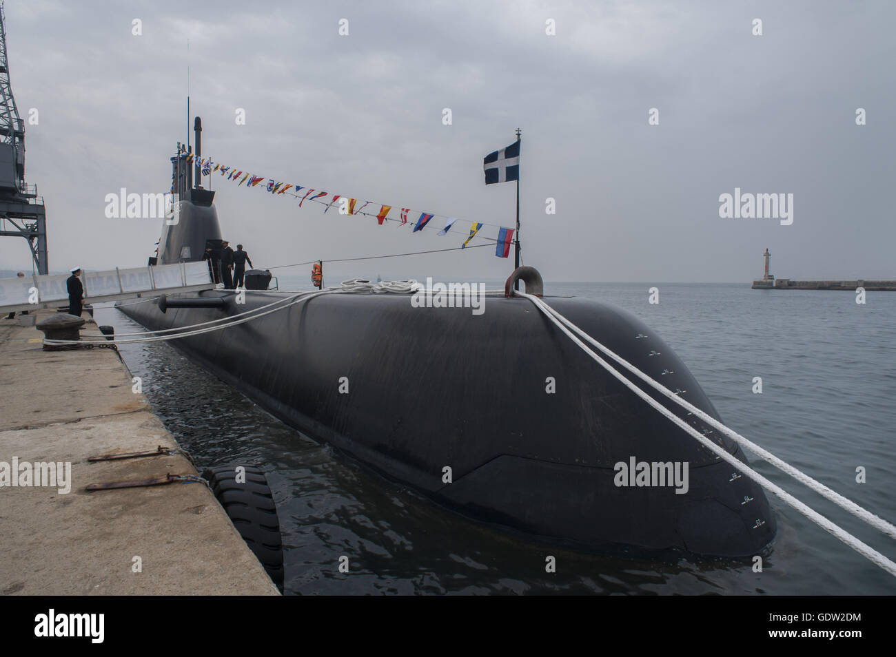 Das u-Boot-HS Papanikolis im Hafen von Thessaloniki Stockfoto
