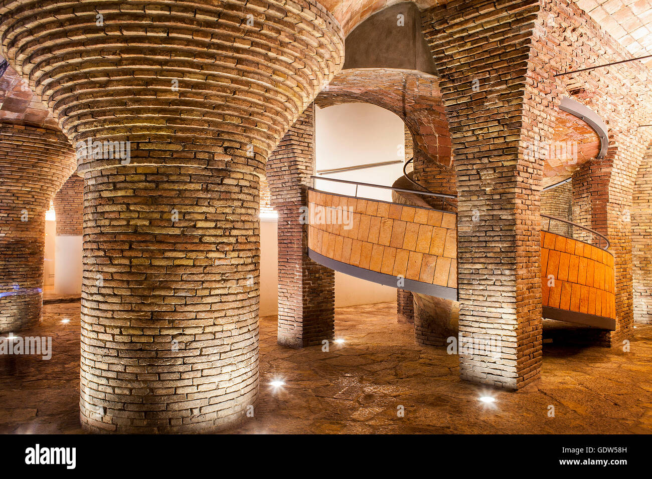 alte Ställe, Palau Güell, 1890, Residenzschloss, moderne, Arq Antoni Gaudi, Barcelona, Katalonien, Spanien. Stockfoto