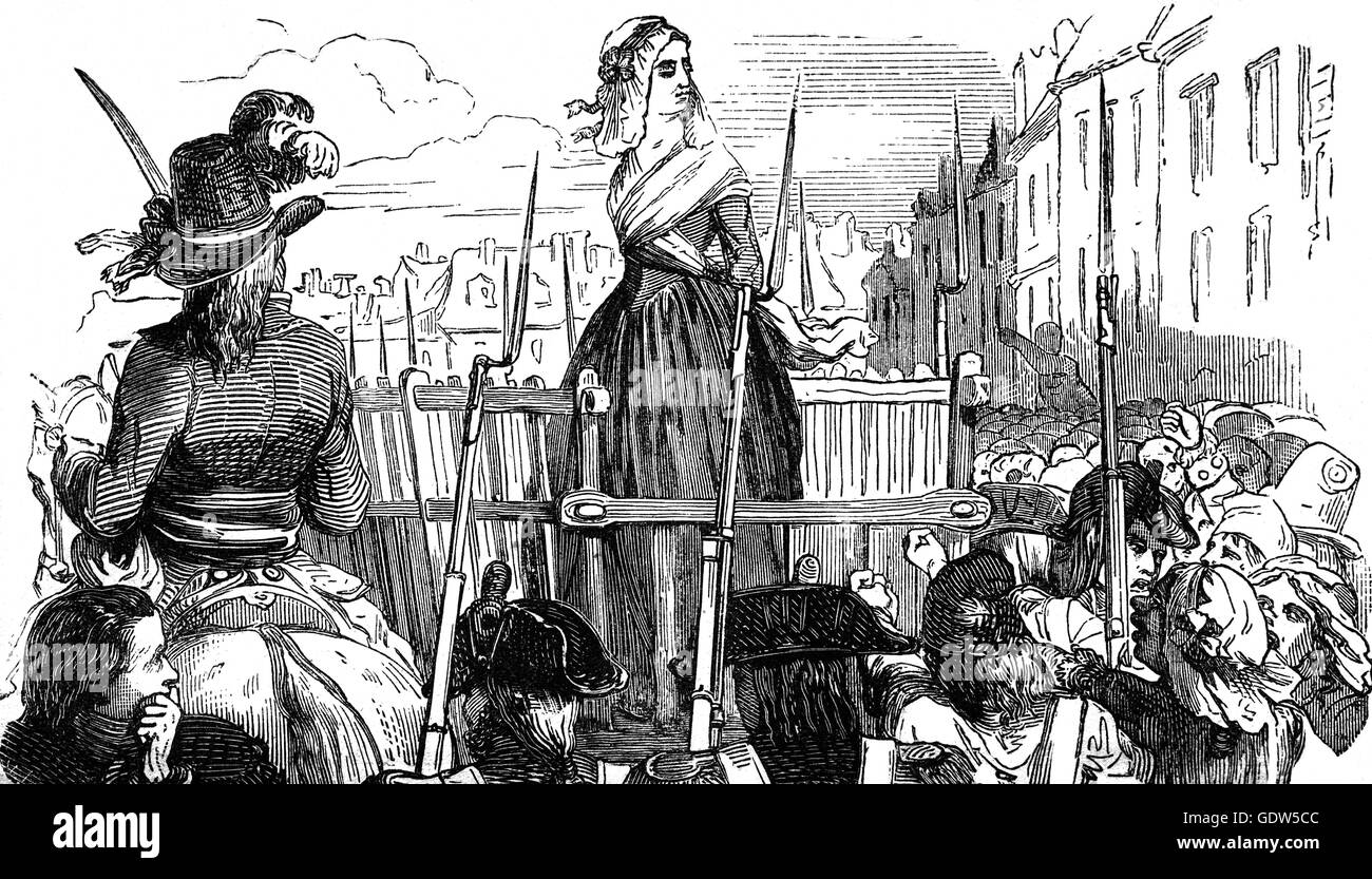 Als Ehefrau von Louis XVI, Königin Marie Antoinette (1755 –1793), versuchte durch das Revolutionstribunal am 14. Oktober 1793. Befunden Sie der Verschwörung und andere Gebühren, die sie an 12:15 am 16. Oktober 1793 guillotiniert wurde für schuldig. Stockfoto