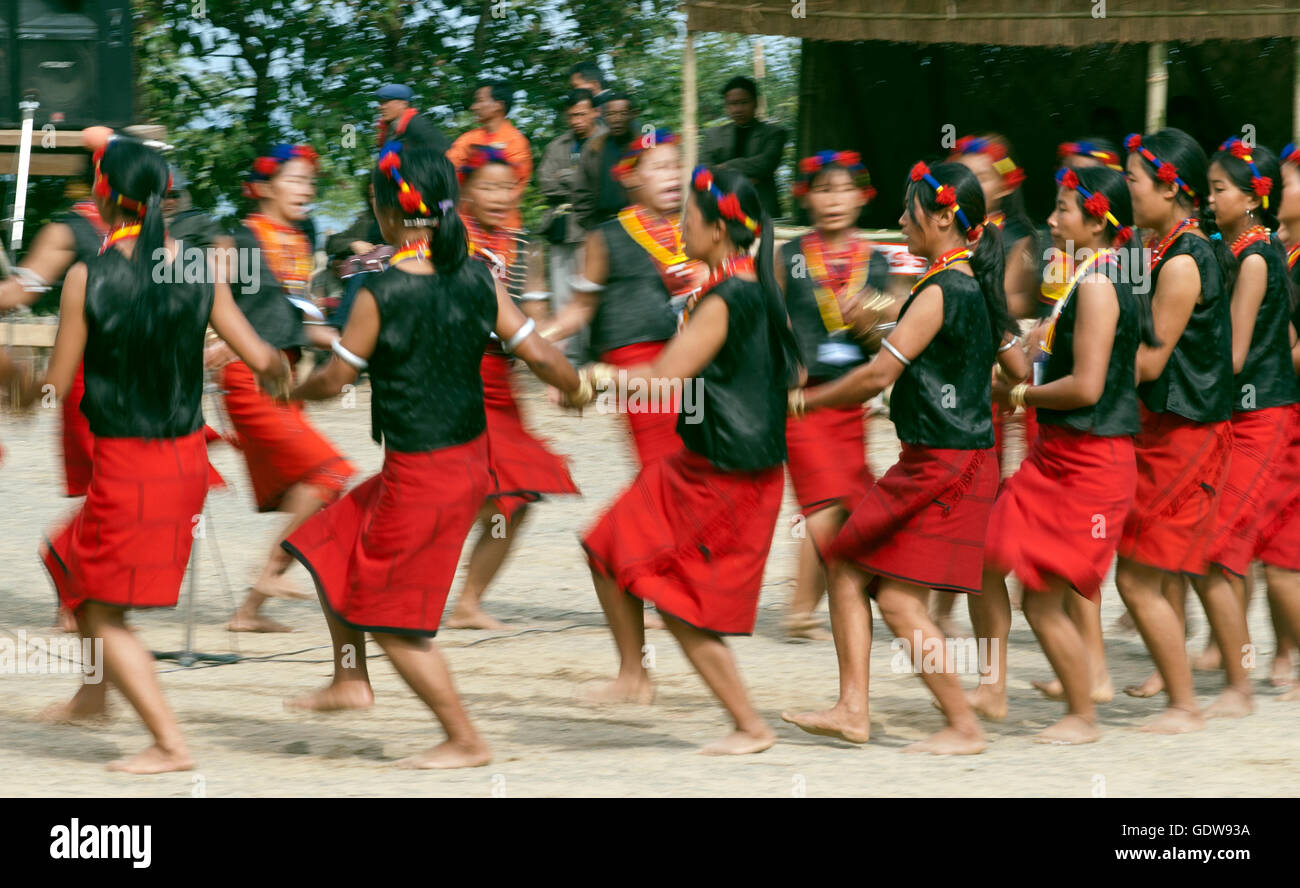 Das Bild des Pochury Stammes Mädchen Hornbill Festival, Nagaland, Indien Stockfoto