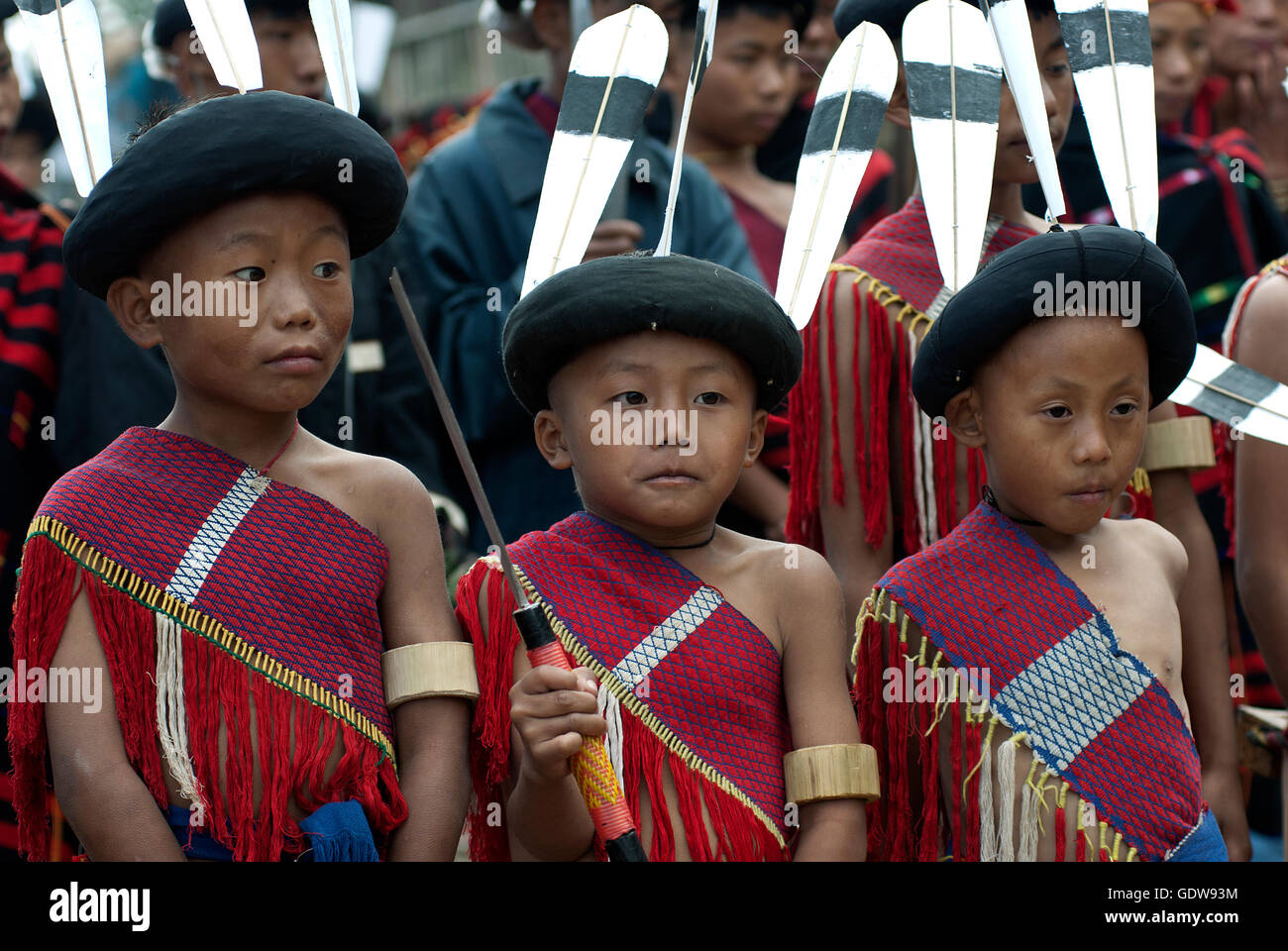 Das Bild des jungen Naga jungen Hornbill Festival, Nagaland, Indien Stockfoto