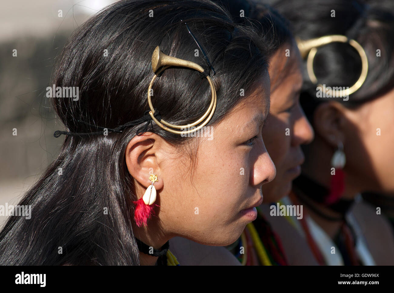 Das Bild der Zeliang Naga Mädchen Hornbill Festival, Nagaland, Indien Stockfoto