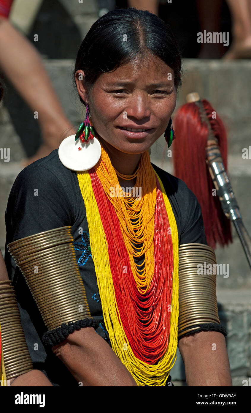 Das Bild der Khiamniungan Naga Frau Hornbill Festival, Nagaland, Indien Stockfoto