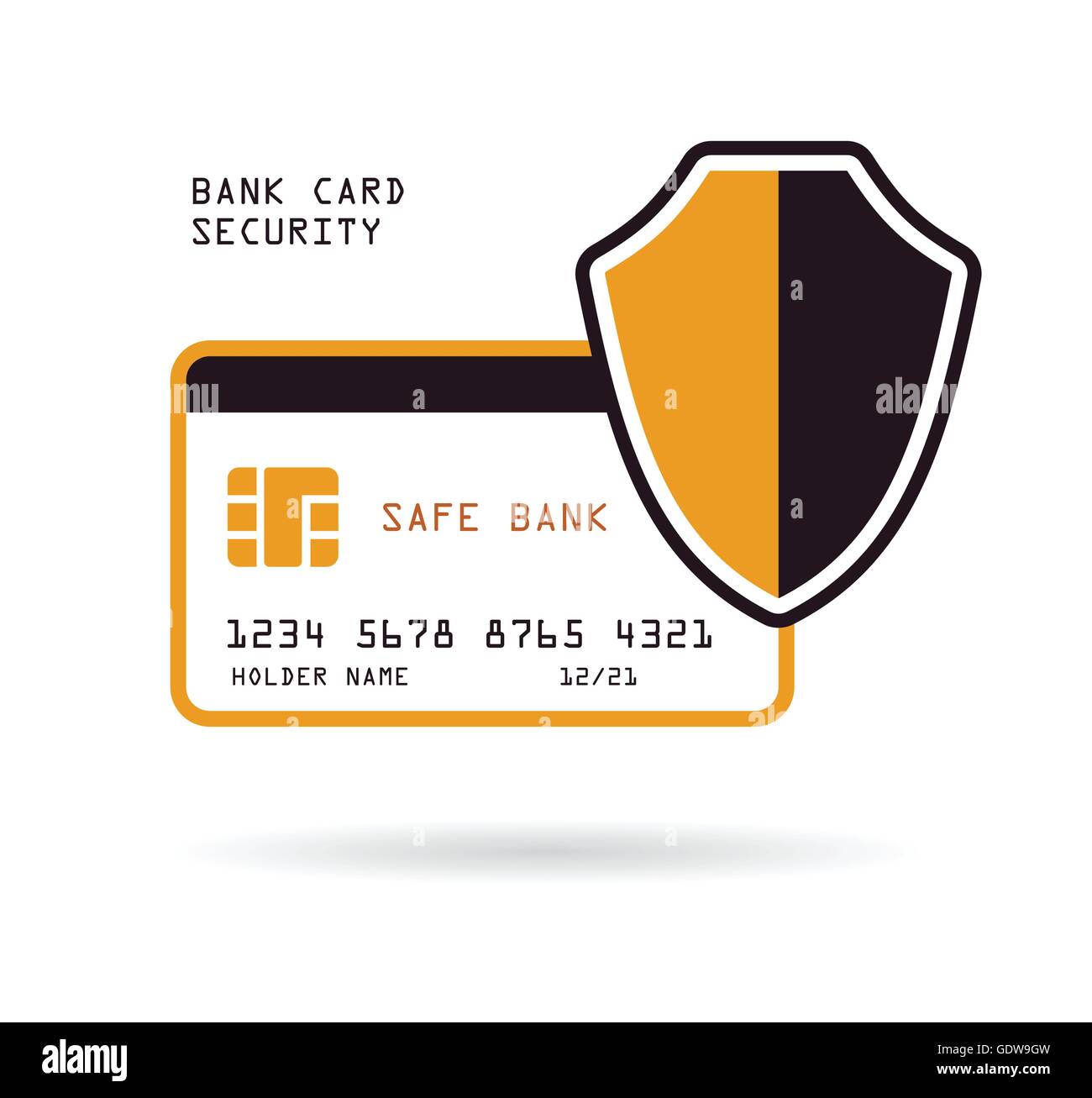 Bank Kreditkarte mit Schild Sicherheit e-Commerce-Schutz Finanzkonzept Vektor-illustration Stock Vektor