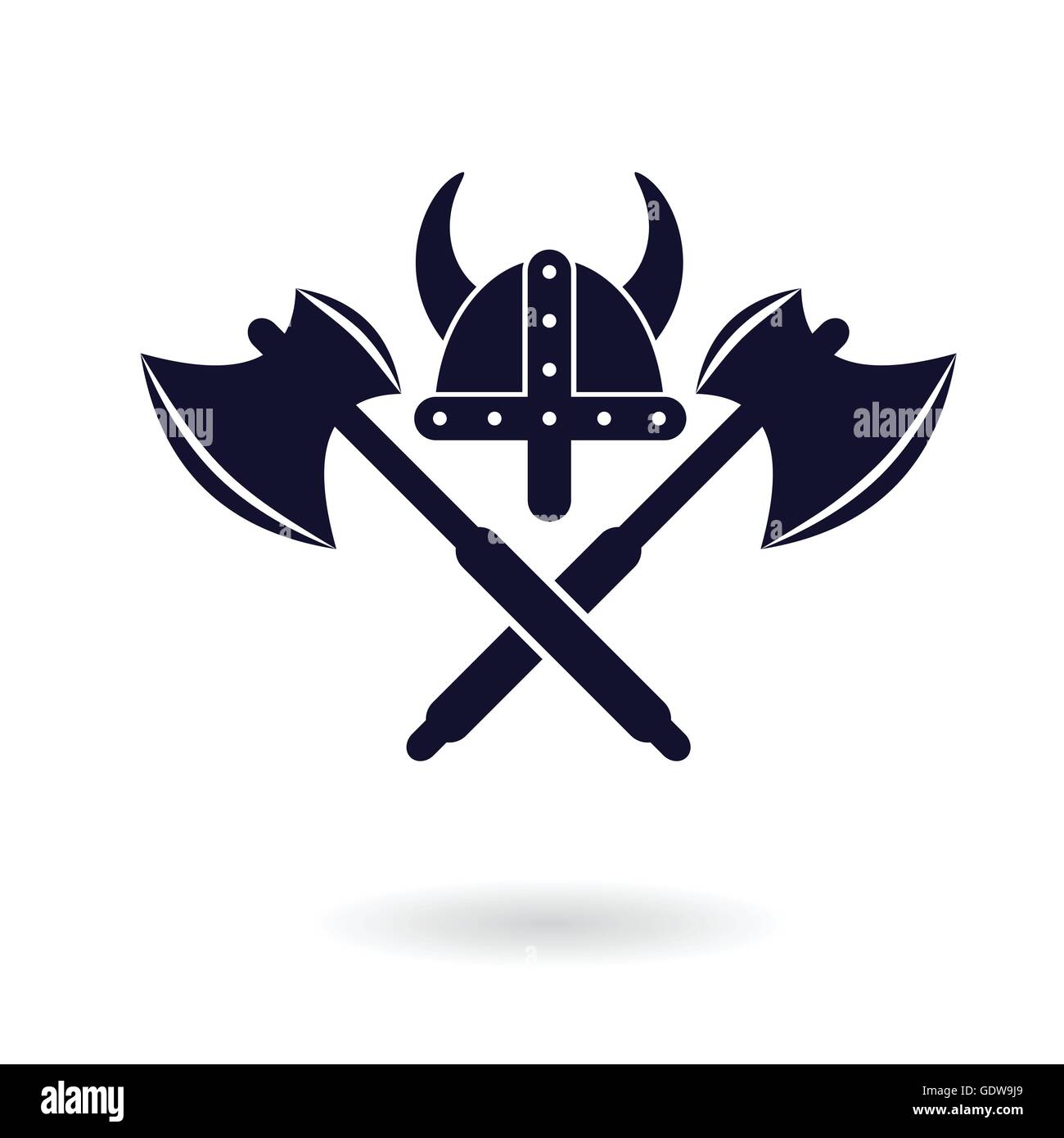 Wikinger-Helm mit gekreuzten Schwertern-Viking-Logo-Vektor-illustration Stock Vektor