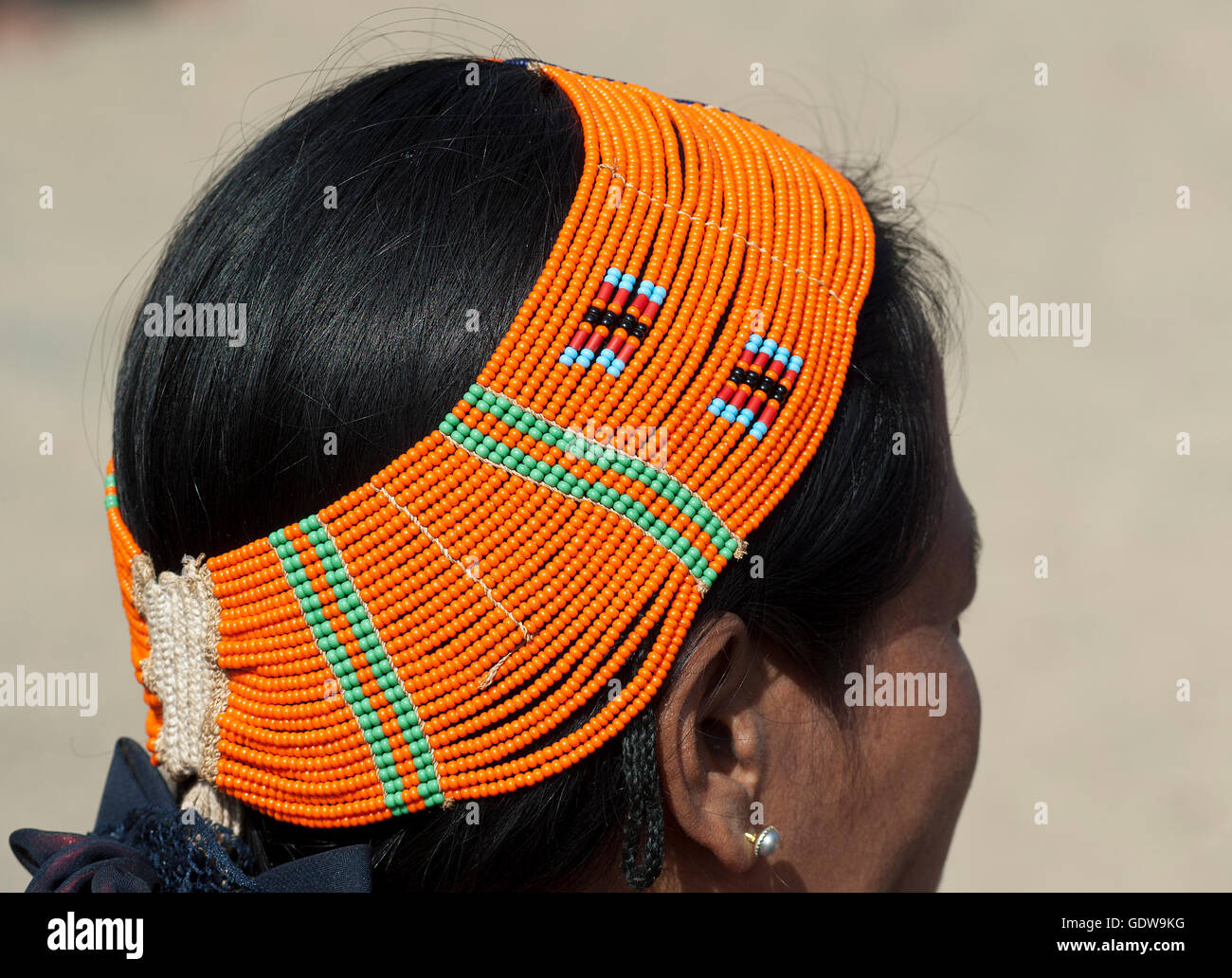 Das Bild der Dame Konyak Stamm Hornbill Festival, Nagaland, Indien Stockfoto