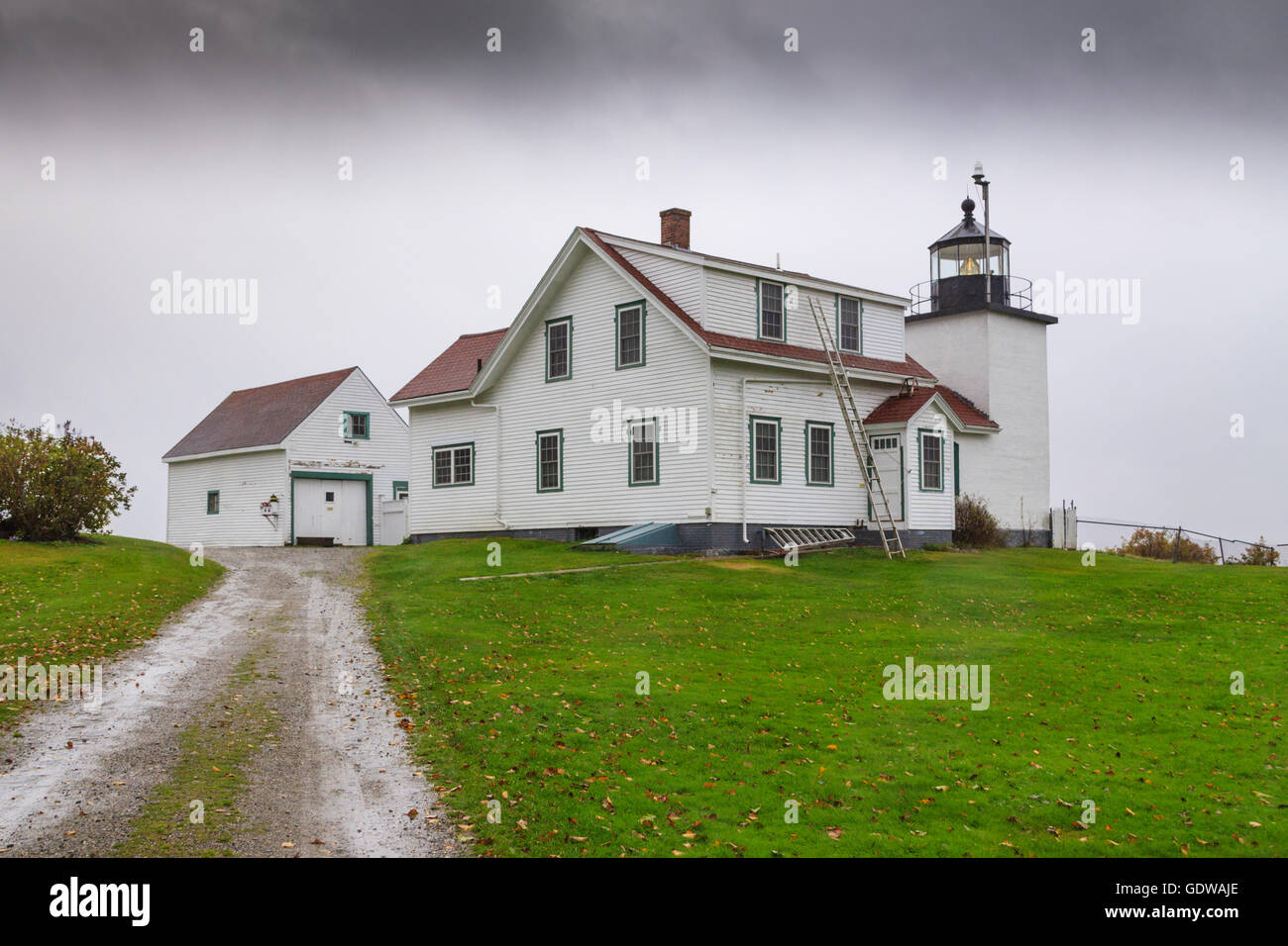 Fort Point Lighthouse und State Park auf Halbinsel Maine State Highway 1, Penobscot Bay. Es wurde 1836 erbaut. Stockfoto