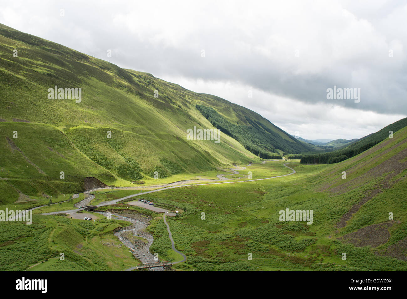 Grey Mare Tail Nature Reserve umliegenden Hügel, Grenzen - Schottland Stockfoto