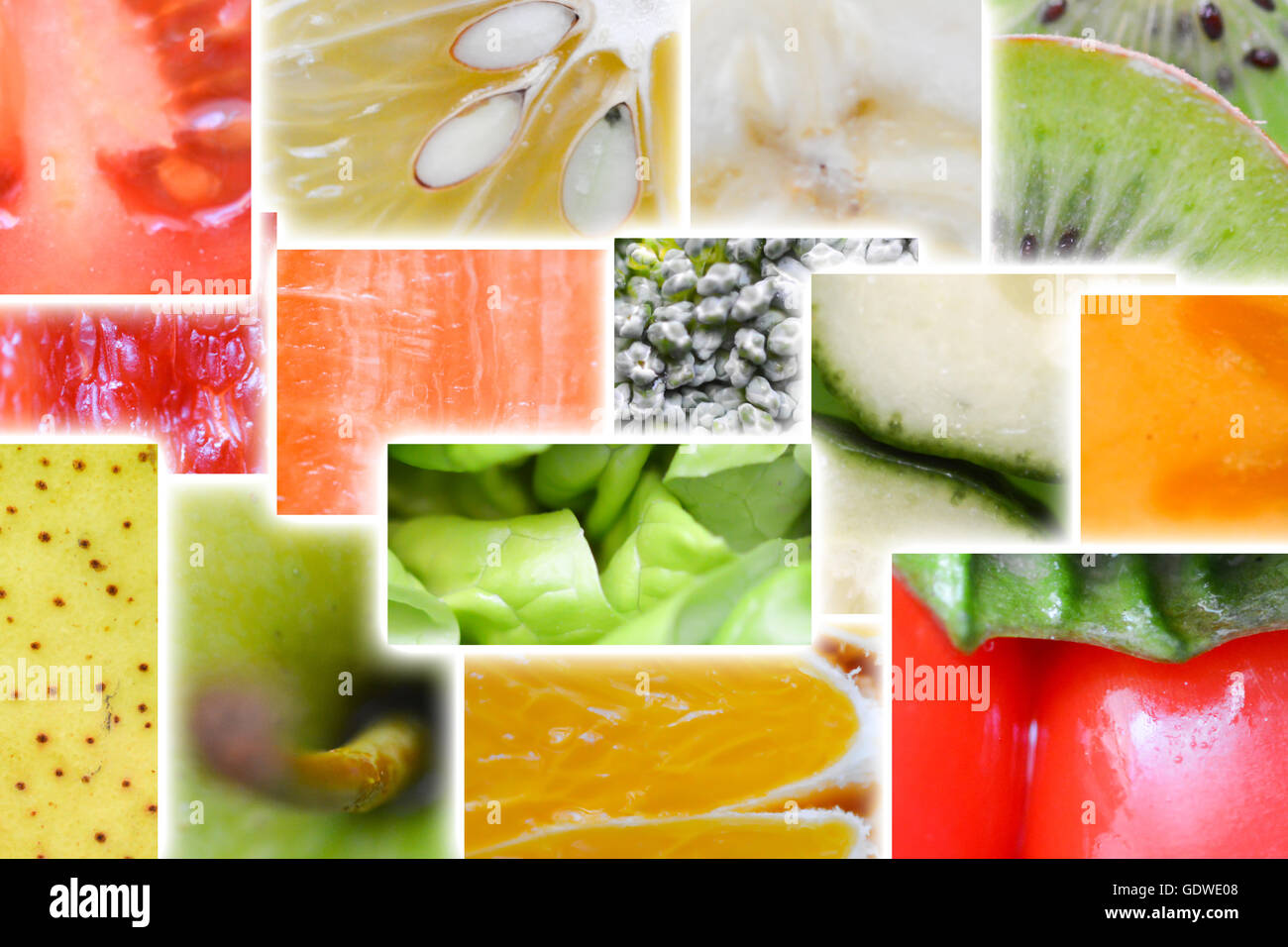 Frisches Obst und Gemüse Regenbogen Makro oder Nahaufnahme Stockfoto