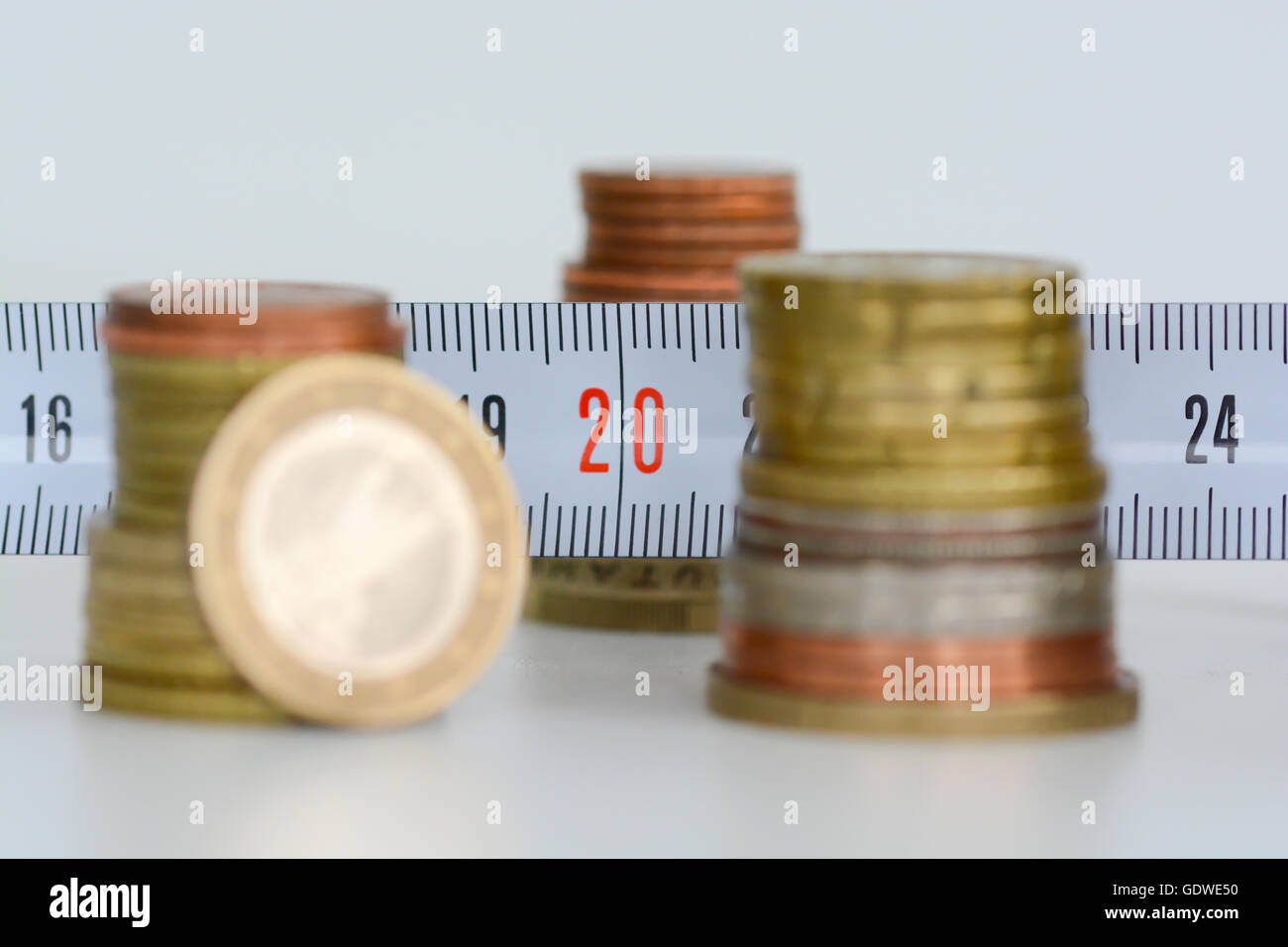 Messen Sie Geld Leistung oder bewerten Sie Investitionsrisiko Stockfoto