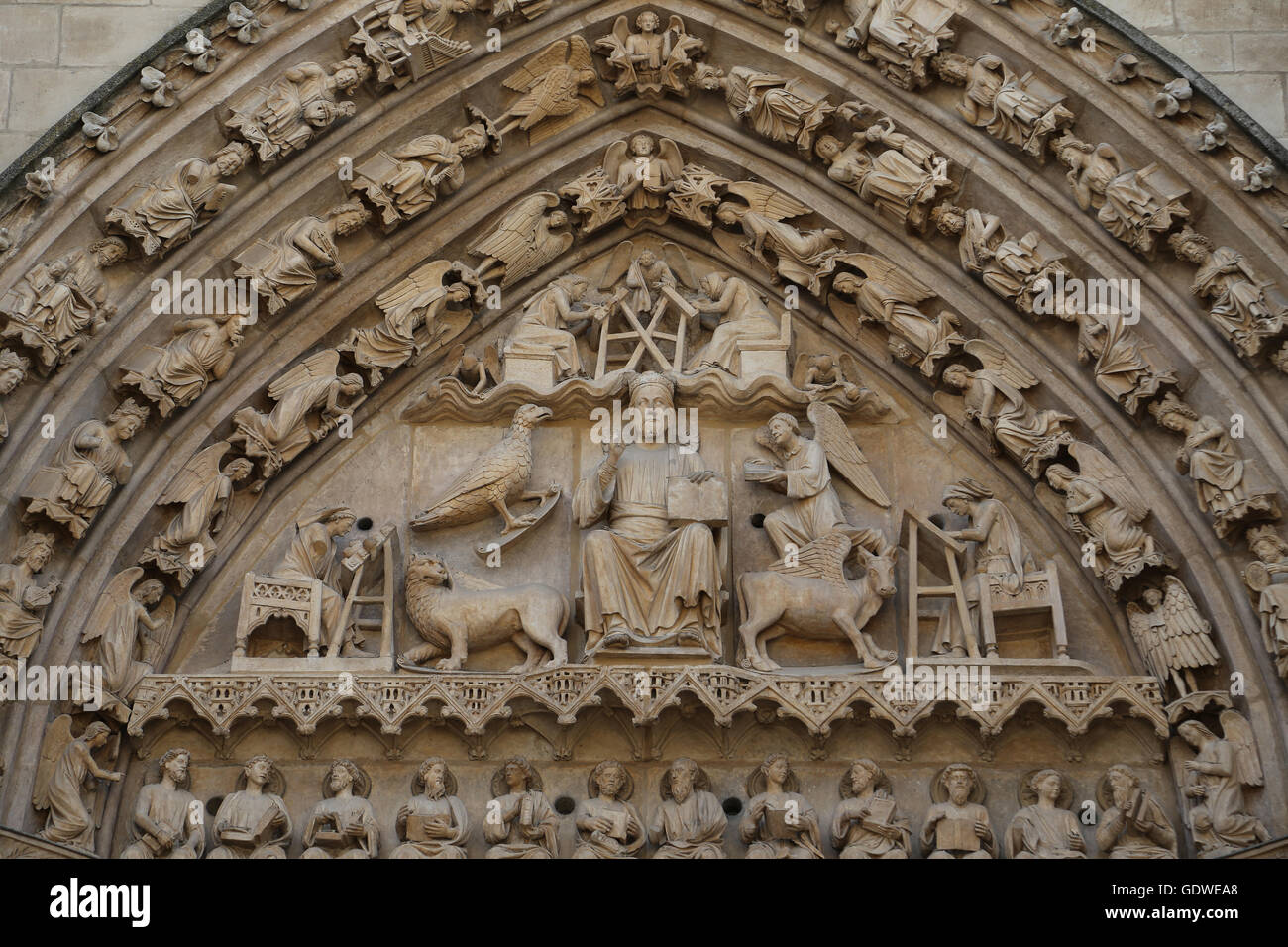 Spanien. Burgos. Kathedrale der Heiligen Maria. Fassade der Sarmental. 13. Jahrhundert. Gothic. Stockfoto