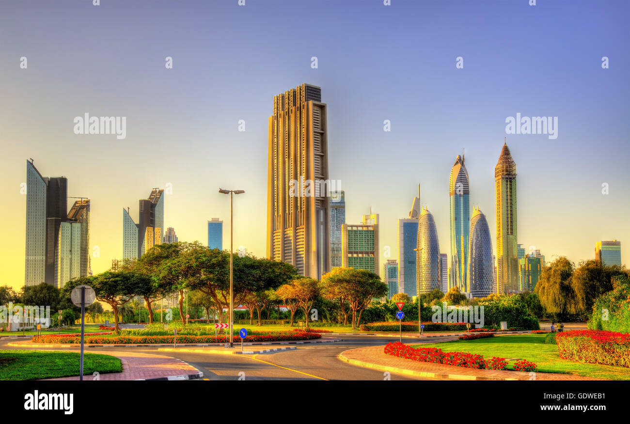Ansicht der Hochhäuser in Downtown Dubai - Vereinigte Arabische Emirate Stockfoto