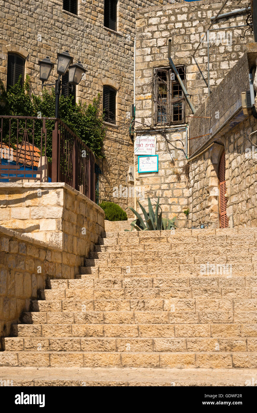 Israel Safed Zefat Tsefat Tsfat höchste Stadt in Israel heilige Stätte Zentrum der jüdischen Mystik Kabbala seit 1600 & Artists Quarter Stockfoto