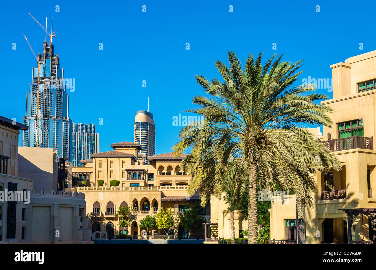 Gebäude der alten Stadt Insel in Dubai, VAE Stockfoto