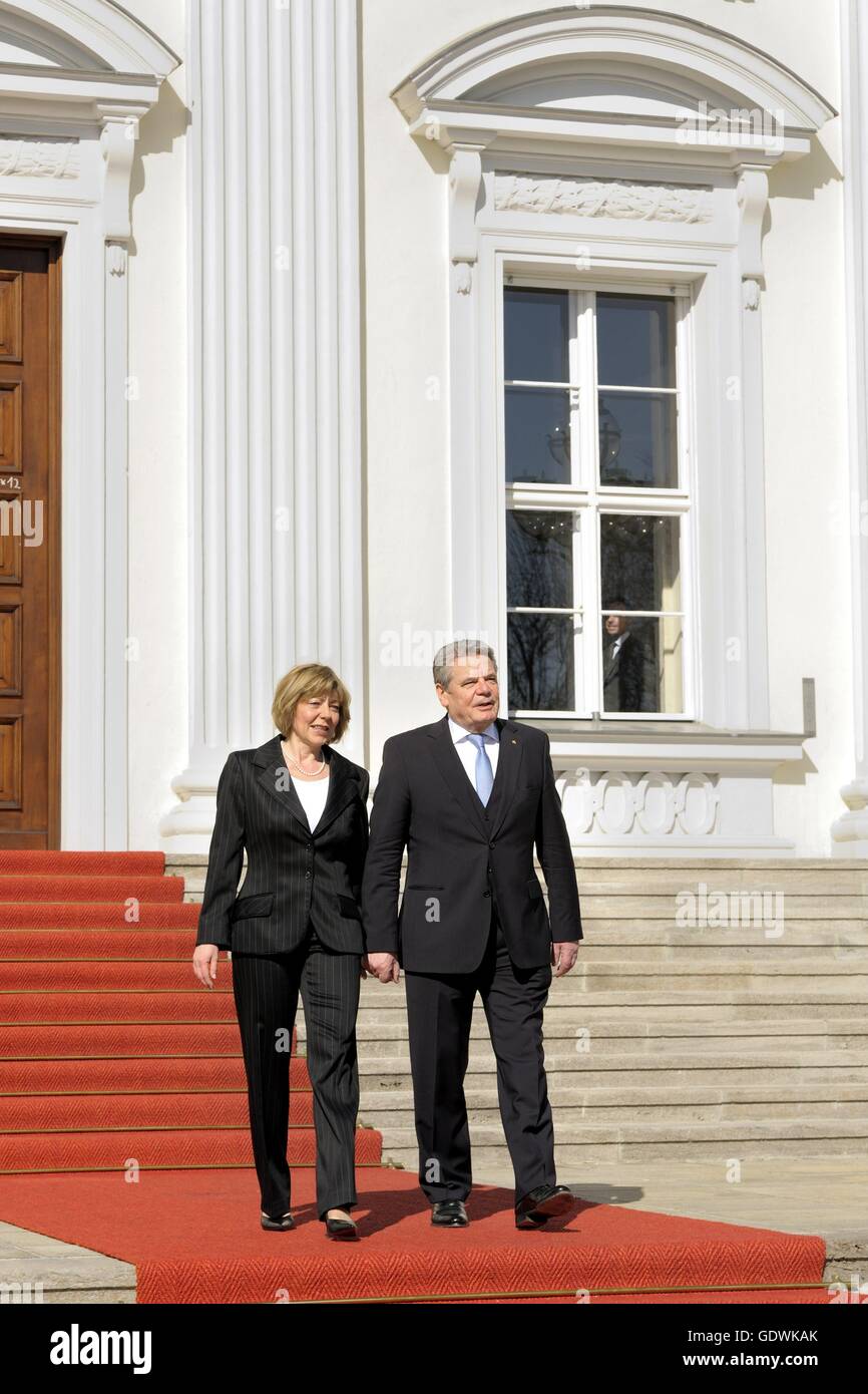 Ankunft des Bundespräsidenten Joachim Gauck im Bellevue Palace Stockfoto