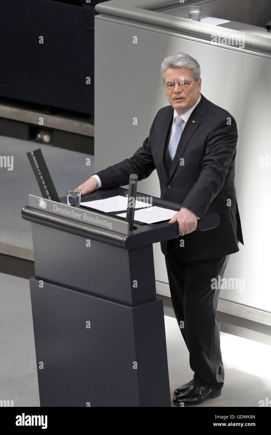 Rede von Bundespräsident Joachim Gauck nach der Vereidigung Stockfoto