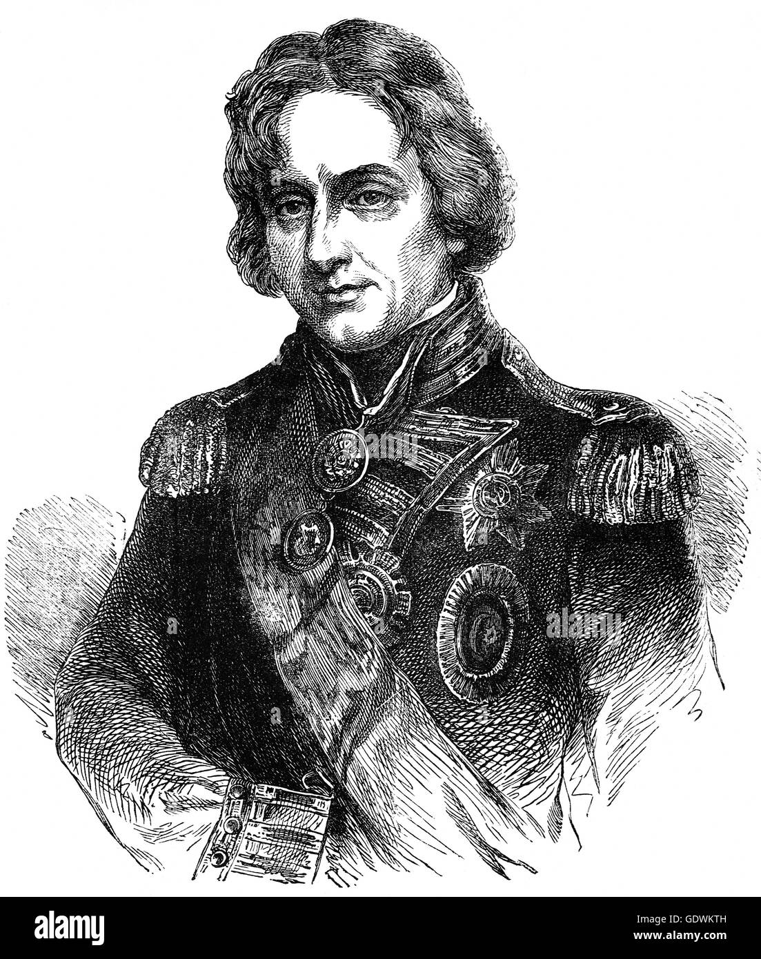 Horatio Nelson, 1. Viscount Nelson war (1758-1805) für seine inspirierende Führung, super Überblick über Strategie und unkonventionellen Taktiken, die in einer Reihe von entscheidenden Marine Siege, besonders während der napoleonischen Kriege führte bekannt.  Er wurde geschossen und getötet während seinen letzten Sieg in der Schlacht von Trafalgar 1805. Stockfoto