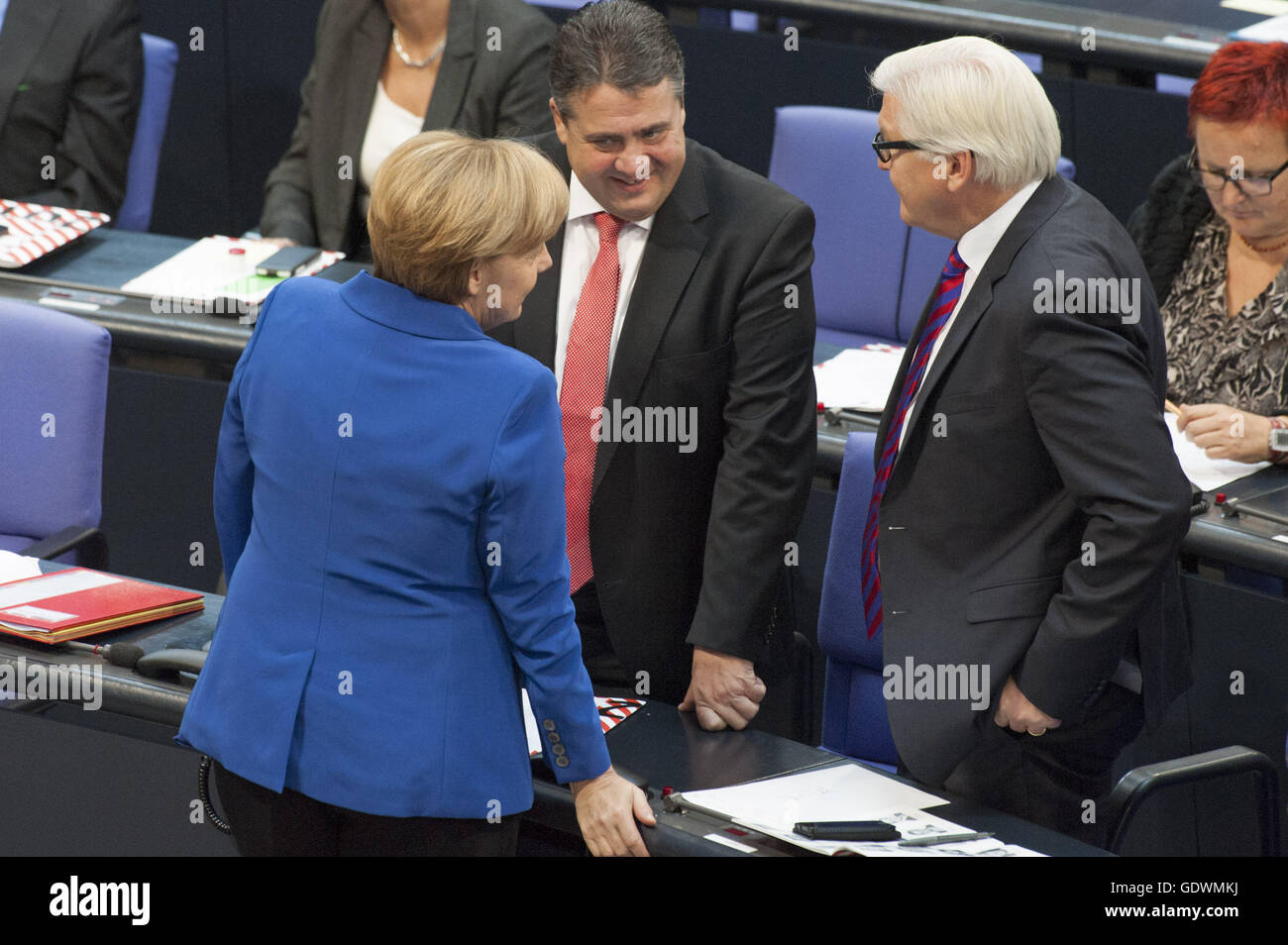 Merkel, Gabriel und Steinmeier Stockfoto