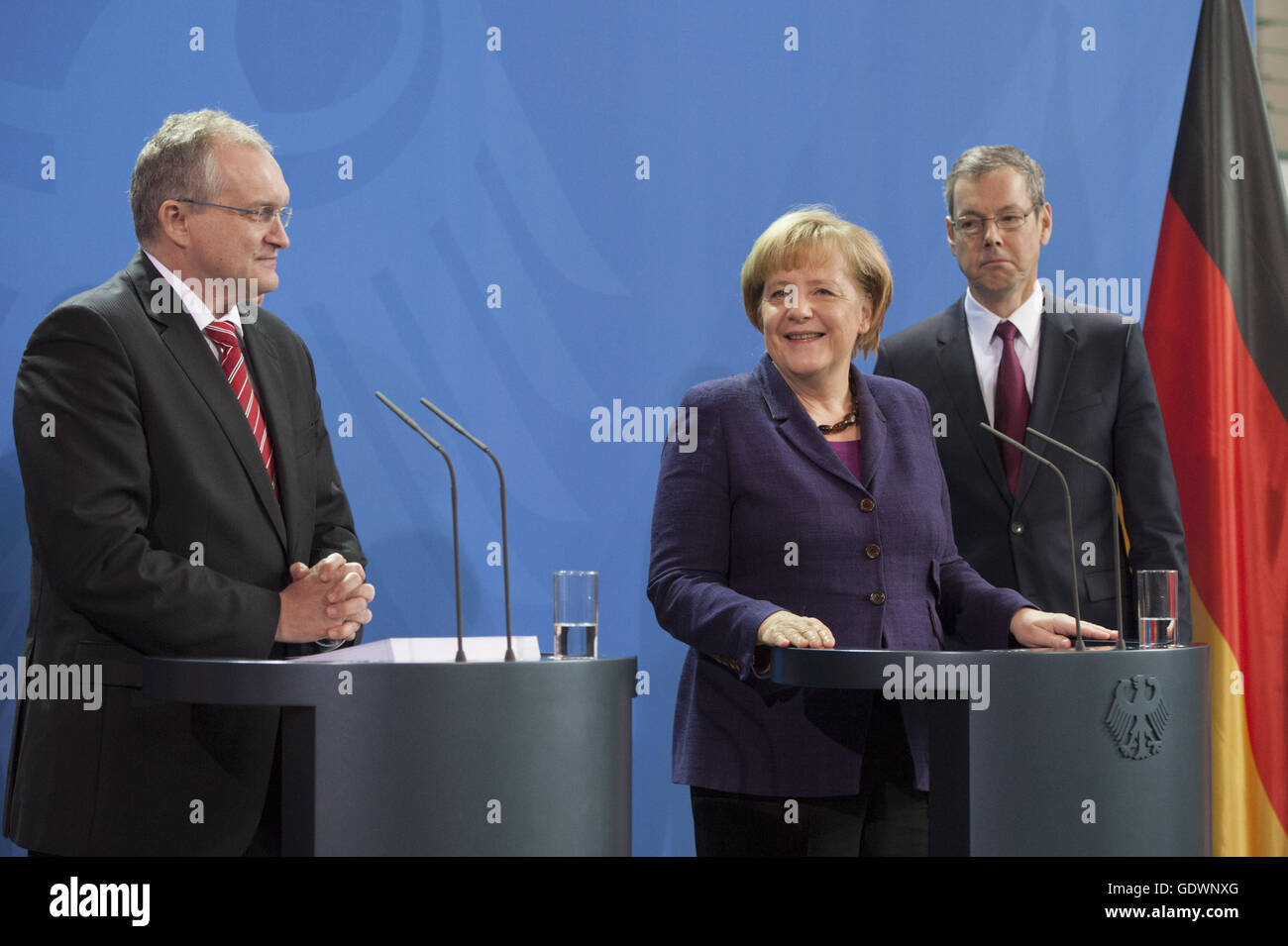 Schmidt, Merkel und Bofinger Stockfoto