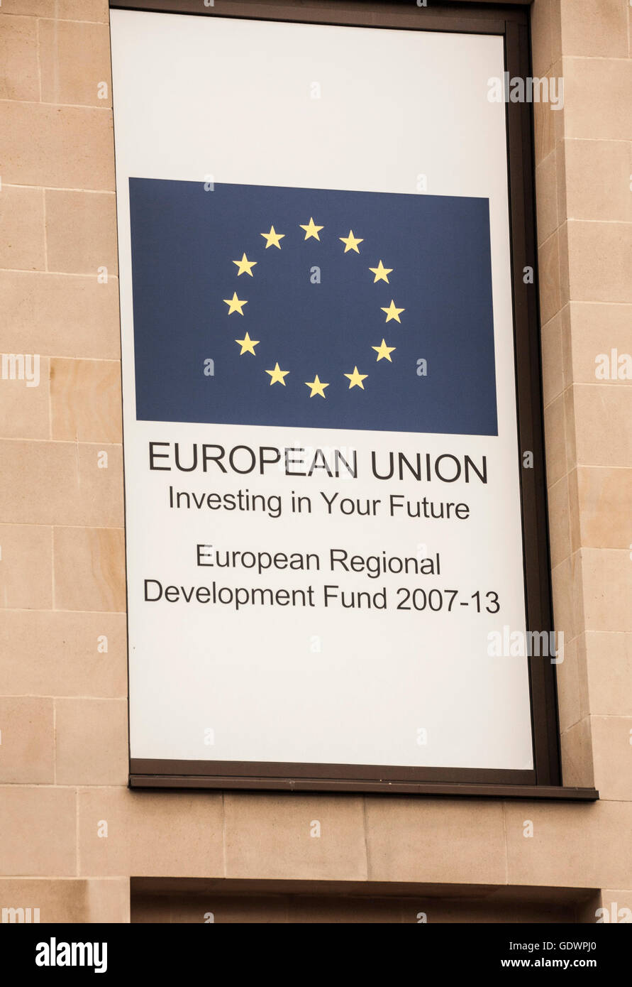 Europäischen Union Schild an Bürogebäude in Newcastle Upon Tyne Stockfoto