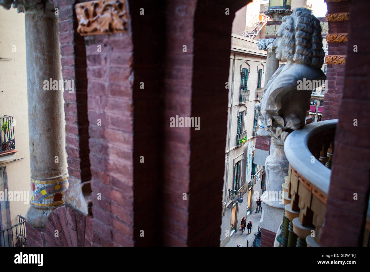 Sant Pere Mes Alt Straße, von Palau De La Musica Catalana, von Lluis Domenech ich Montaner, Barcelona, Spanien Stockfoto